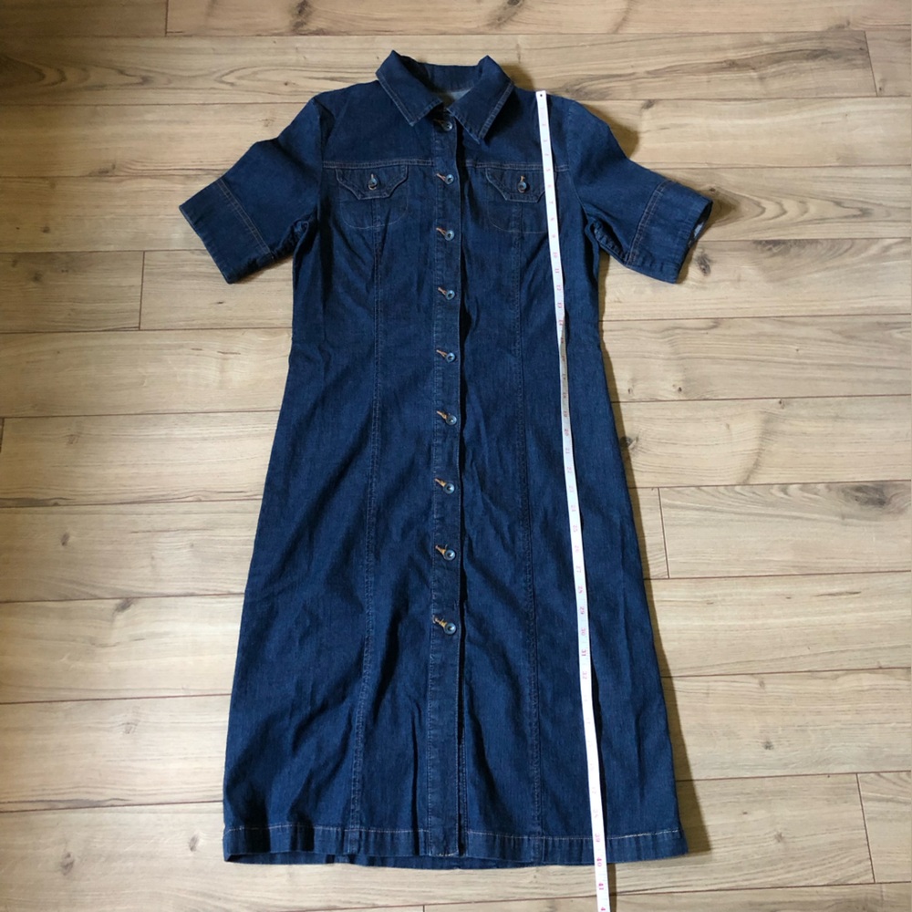Women's Vintage FDJ French Dressing Blue Denim Button Front Midi Dress size 6 - Picture 8 of 10